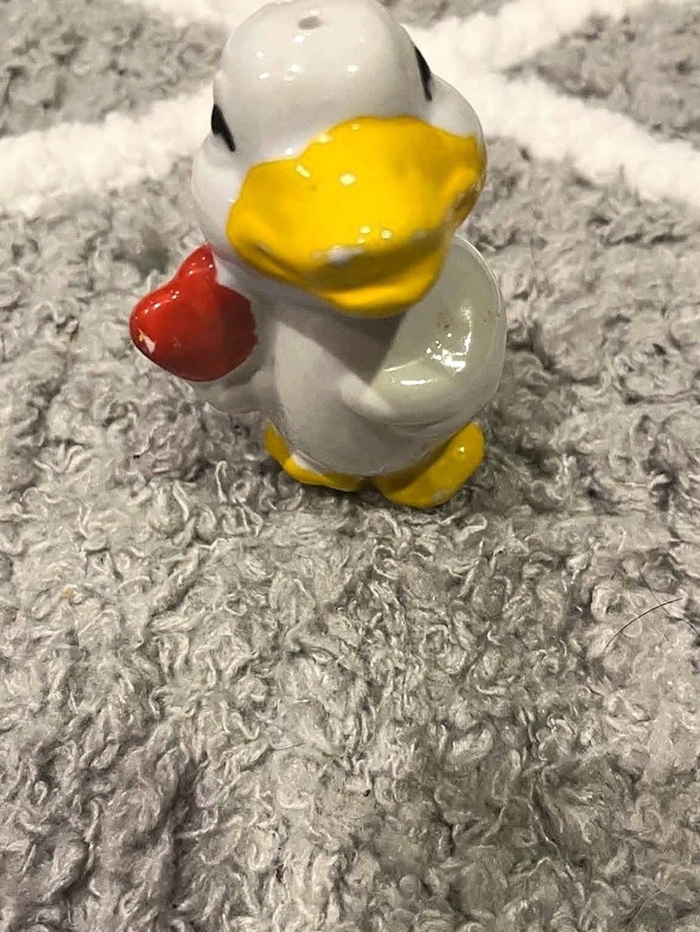 Vintage Duck Figurine Decor White & Yellow